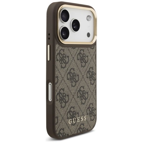 Guess nakładka 4G z portfelem Magsafe do iPhone 17 Pro brązowa