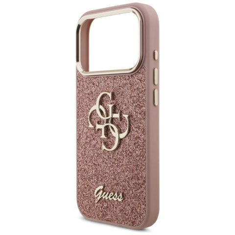 Guess nakładka Fixed Glitter Big 4G Metal Frame do iPhone 17 Pro różowa