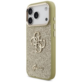 Guess nakładka Fixed Glitter Big 4G Metal Frame do iPhone 17 Pro złota