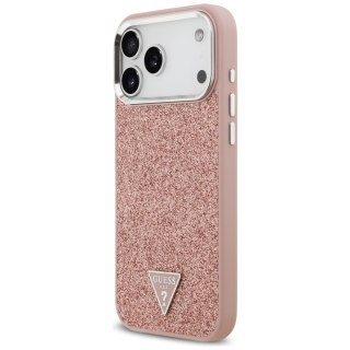 Guess nakładka Glitter Triangle Logo MagSafe do iPhone 17 Pro Max różowa