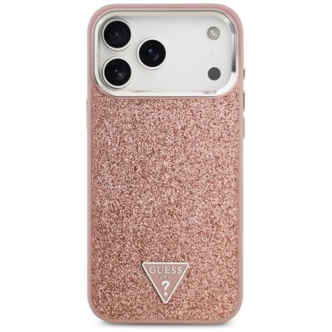 Guess nakładka Glitter Triangle Logo MagSafe do iPhone 17 Pro Max różowa
