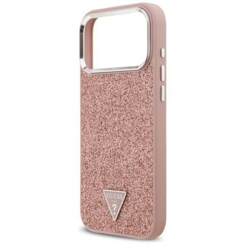Guess nakładka Glitter Triangle Logo MagSafe do iPhone 17 Pro Max różowa