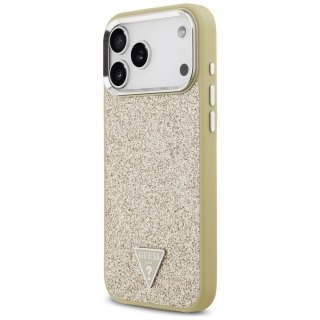 Guess nakładka Glitter Triangle Logo MagSafe do iPhone 17 Pro Max złota