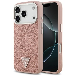 Guess nakładka Glitter Triangle Logo MagSafe do iPhone 17 Pro różowa