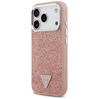 Guess nakładka Glitter Triangle Logo MagSafe do iPhone 17 Pro różowa