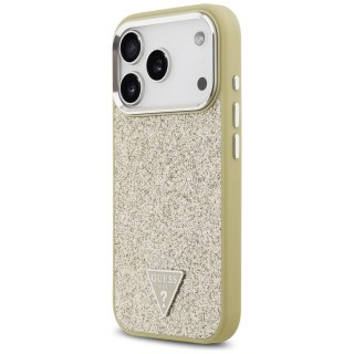 Guess nakładka Glitter Triangle Logo MagSafe do iPhone 17 Pro złota