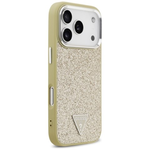 Guess nakładka Glitter Triangle Logo MagSafe do iPhone 17 Pro złota