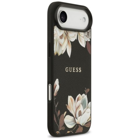Guess nakładka Grained Flowers Classic Logo MagSafe do iPhone Air czarna