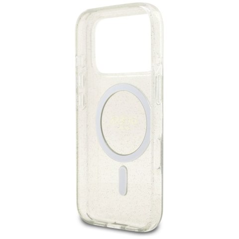 Guess nakładka IML Glitter Pearl Strap MagSafe do iPhone 17 Pro Max transparentna