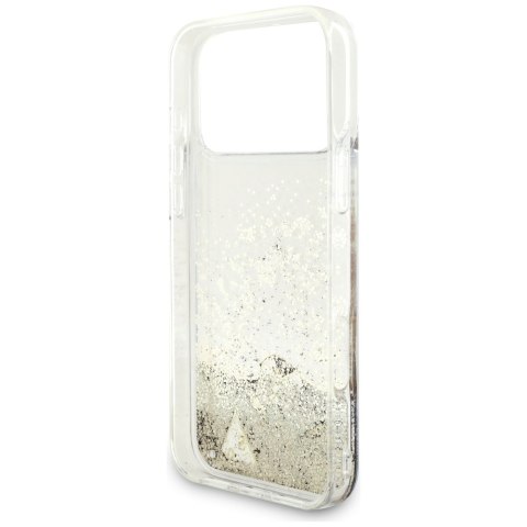 Guess nakładka Liq. Glitter 4 Charms do iPhone 17 Pro Max złota