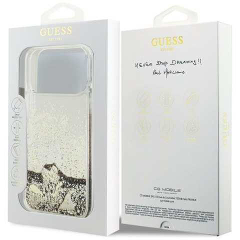 Guess nakładka Liq. Glitter 4 Charms do iPhone 17 Pro Max złota