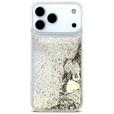 Guess nakładka Liq. Glitter 4 Charms do iPhone 17 Pro złota