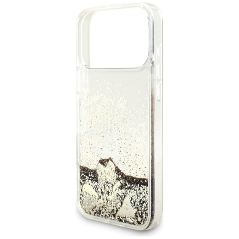 Guess nakładka Liq. Glitter 4 Charms do iPhone 17 Pro złota