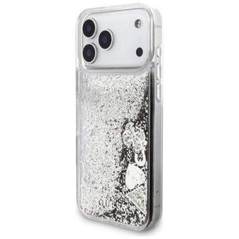 Guess nakładka Liq. Glitter Charms do iPhone 17 Pro Max srebrna