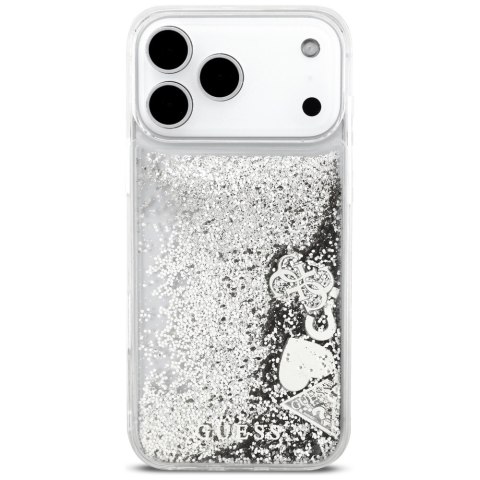 Guess nakładka Liq. Glitter Charms do iPhone 17 Pro srebrna