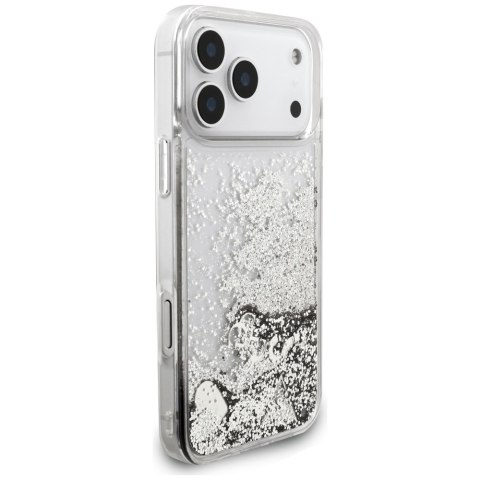 Guess nakładka Liq. Glitter Charms do iPhone 17 Pro srebrna