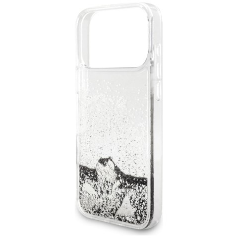 Guess nakładka Liq. Glitter Charms do iPhone 17 Pro srebrna
