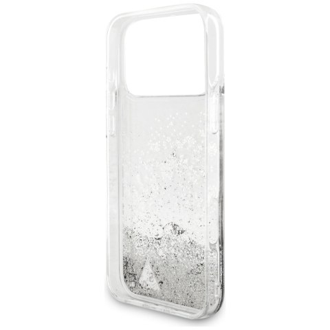 Guess nakładka Liq. Glitter Charms do iPhone 17 Pro srebrna