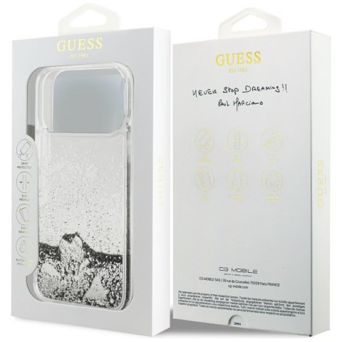 Guess nakładka Liq. Glitter Charms do iPhone 17 Pro srebrna
