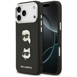 Karl Lagerfeld nakładka FW Grained Karl & Choupette Heads Pins & Logo do iPhone 17 Pro Max czarna