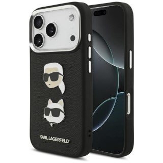 Karl Lagerfeld nakładka FW Grained Karl & Choupette Heads Pins & Logo do iPhone 17 Pro czarna