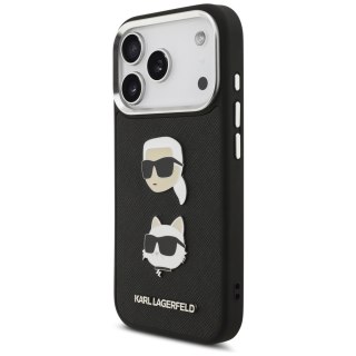 Karl Lagerfeld nakładka FW Grained Karl & Choupette Heads Pins & Logo do iPhone 17 Pro czarna