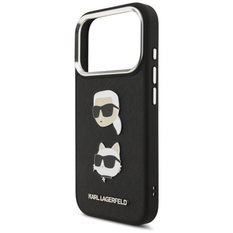 Karl Lagerfeld nakładka FW Grained Karl & Choupette Heads Pins & Logo do iPhone 17 Pro czarna