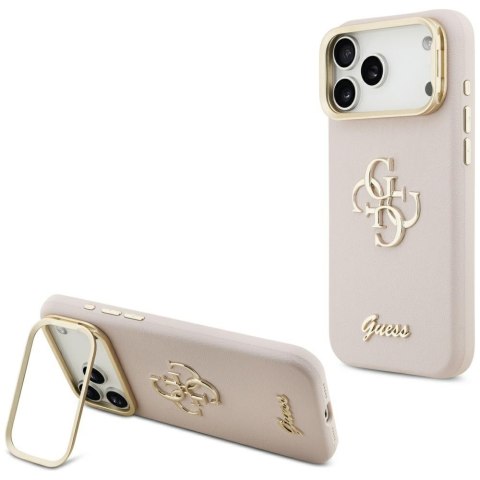 Guess nakładka Grained Big 4G & Stand Camera do iPhone 17 Pro Max różowa