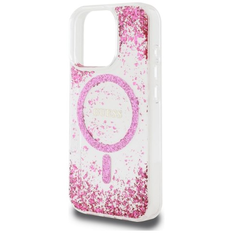 Guess nakładka HC Resin Bottom Glitter do iPhone 16 Pro Max MagSafe różowa