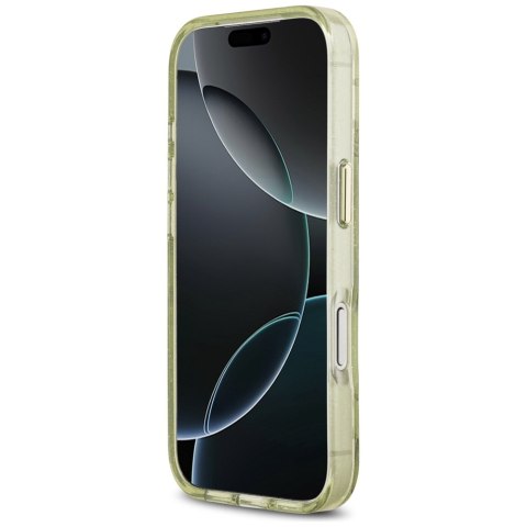 Guess nakładka IML Glitter Flowers Triangle MagSafe do iPhone 17 Pro Max zielona