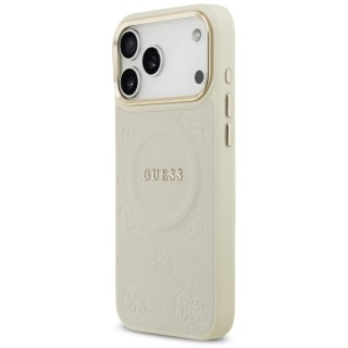 Guess nakładka Peony Hot Stamp MagSafe do iPhone 17 Pro Max beżowa