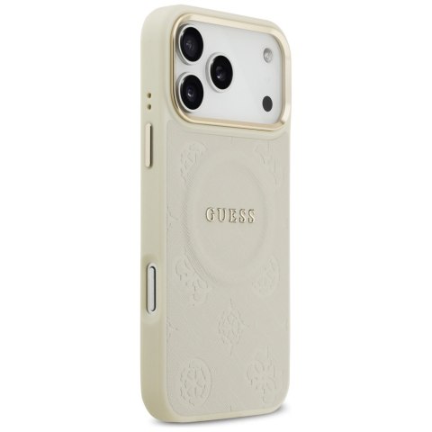 Guess nakładka Peony Hot Stamp MagSafe do iPhone 17 Pro Max beżowa