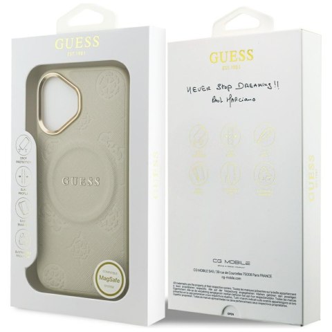 Guess nakładka Peony Hot Stamp MagSafe do iPhone 17 beżowa
