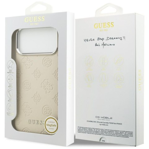 Guess nakładka Peony Hot Stamp Script MagSafe do iPhone 17 Pro Max beżowa