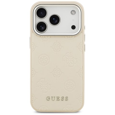 Guess nakładka Peony Hot Stamp Script MagSafe do iPhone 17 Pro beżowa