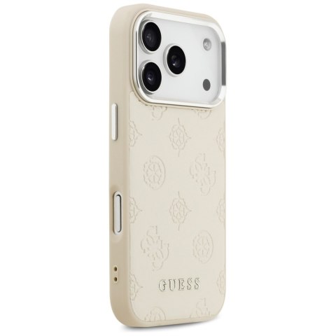 Guess nakładka Peony Hot Stamp Script MagSafe do iPhone 17 Pro beżowa