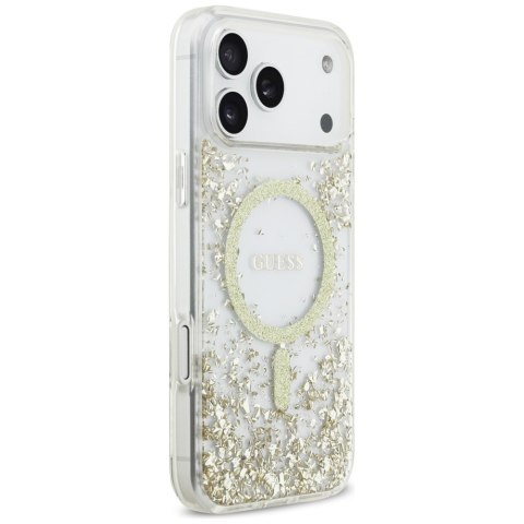 Guess nakładka Resin Bottom Glitter MagSafe do iPhone 17 Pro Max złota