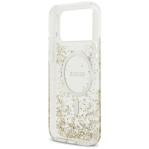 Guess nakładka Resin Bottom Glitter MagSafe do iPhone 17 Pro Max złota