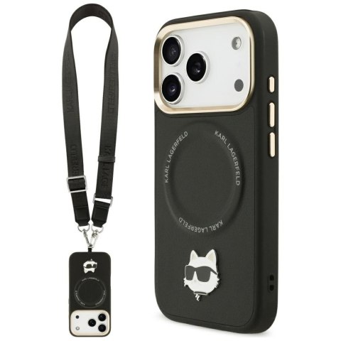 Karl Lagerfeld nakładka Big Strap Choupette Metal Logo MagSafe do iPhone 17 Pro Max czarna