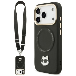 Karl Lagerfeld nakładka Big Strap Choupette Metal Logo MagSafe do iPhone 17 Pro czarna
