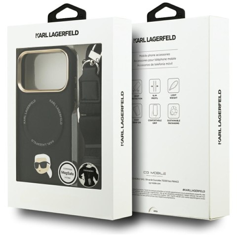 Karl Lagerfeld nakładka Big Strap Karl Metal Logo MagSafe do iPhone 17 Pro Max czarna