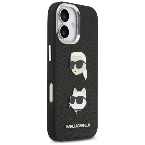 Karl Lagerfeld nakładka FW Grained Karl & Choupette Heads Pins & Logo do iPhone 17 czarna