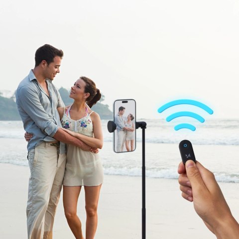 Premium selfie stick Wozinsky WRZP1 z automatycznie rozkładanymi nóżkami, funkcja statywu, 1,7m - czarny