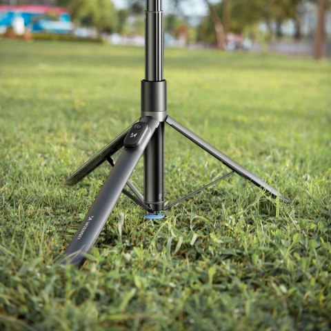Premium selfie stick Wozinsky WRZP1 z automatycznie rozkładanymi nóżkami, funkcja statywu, 1,7m - czarny