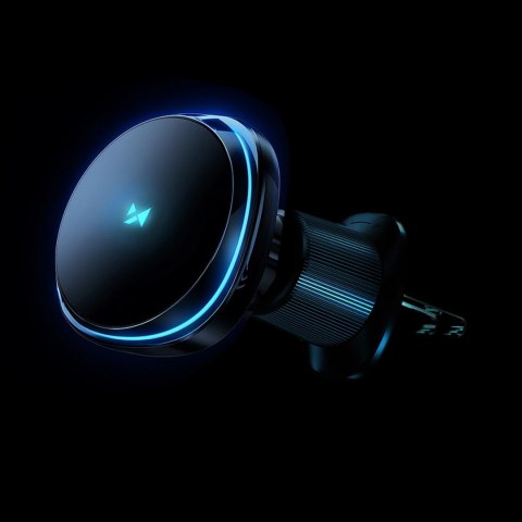 Uchwyt samochodowy Wozinsky WCT5-Q6S2Y z ładowarką indukcyjną Qi/MagSafe 15W na kratkę wentylacji z wentylatorem - czarny