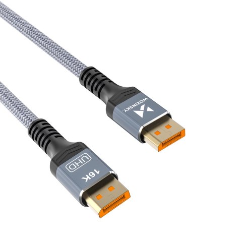 Kabel Wozinsky WPS-16AYL1S DisplayPort 2.1 Certyfikowany VESA 80 Gb/s 16K@60Hz 8K@120Hz 4K@240Hz HDR HDCP DSC 1m - czarny
