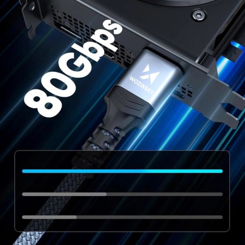 Kabel Wozinsky WPS-16AYL1S DisplayPort 2.1 Certyfikowany VESA 80 Gb/s 16K@60Hz 8K@120Hz 4K@240Hz HDR HDCP DSC 1m - czarny