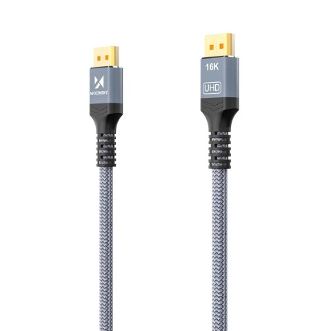 Kabel Wozinsky WPS-16AYL2S DisplayPort 2.1 Certyfikowany VESA 80 Gb/s 16K@60Hz 8K@120Hz 4K@240Hz HDR HDCP DSC 2m - czarny