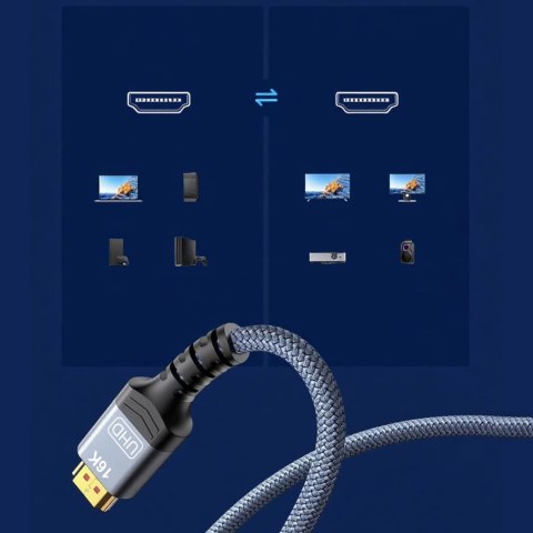 Kabel Wozinsky WPS-16AYL3S DisplayPort 2.1 Certyfikowany VESA 80 Gb/s 16K@60Hz 8K@120Hz 4K@240Hz HDR HDCP DSC 3m - czarny