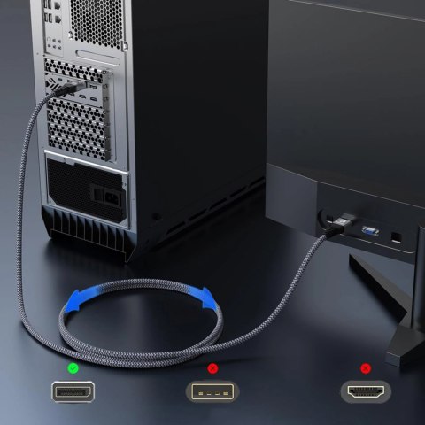 Kabel Wozinsky WPS-16AYL3S DisplayPort 2.1 Certyfikowany VESA 80 Gb/s 16K@60Hz 8K@120Hz 4K@240Hz HDR HDCP DSC 3m - czarny